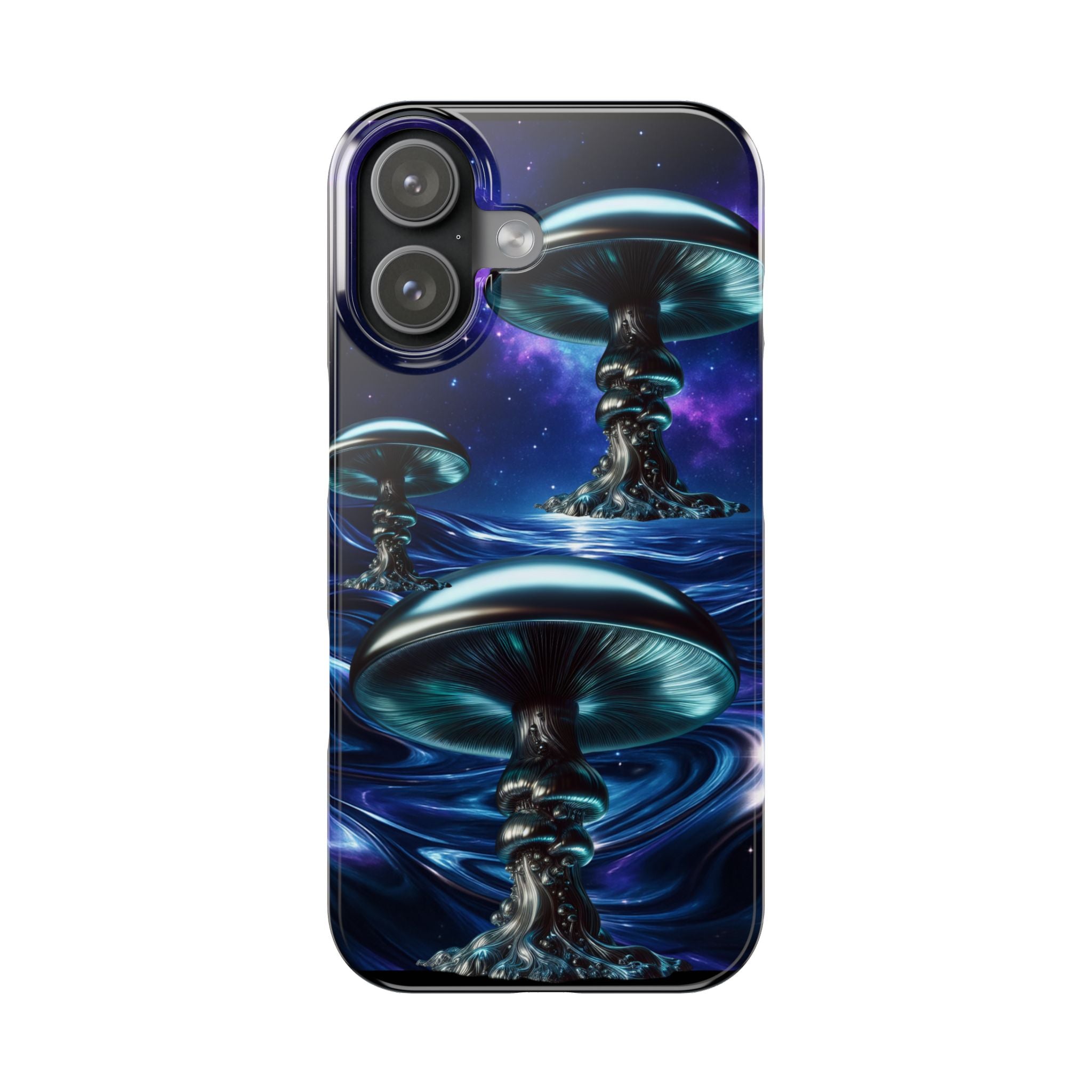 Cosmic Mushroom Slim Phone Case – Galaxy Vibe, Unique Gift for Nature Lovers, Trendy Phone Accessory, Birthday Present, Fun Tech